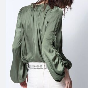 Zadig & Voltaire Twenty Satin Blouse in Khaki